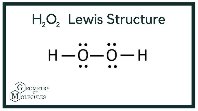 过氧化氢的刘易斯结构式（Lewis Structure），展示了两个氢原子分别与两个相连的氧原子通过单键连接，且每个氧原子带有两对孤对电子。